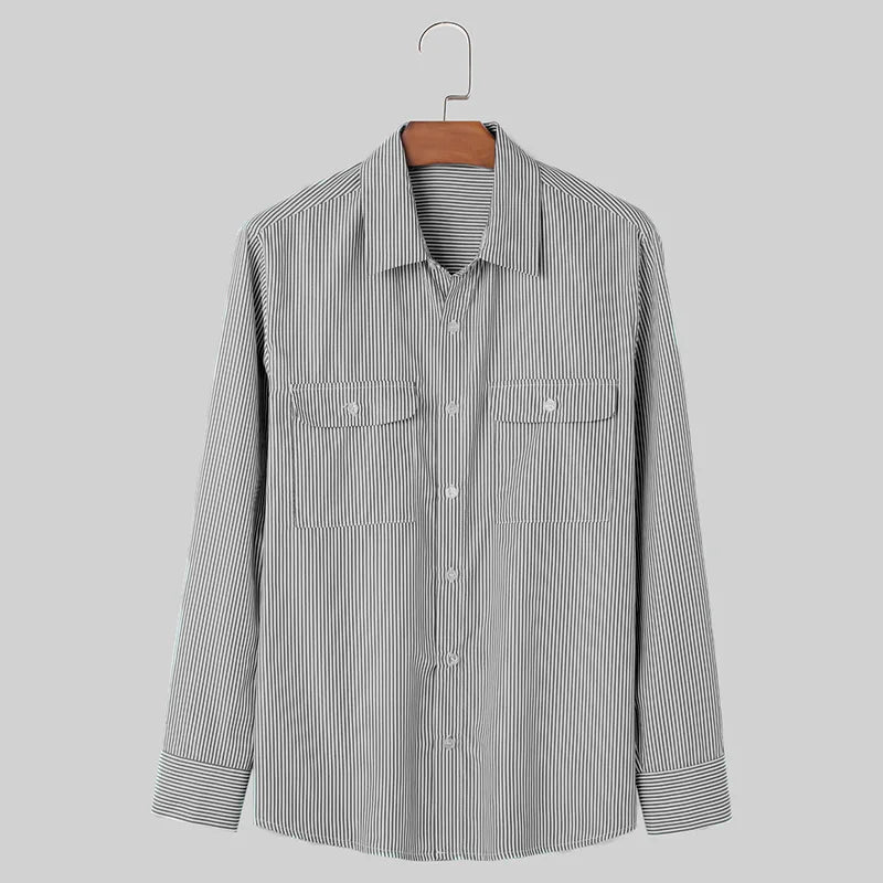 Carvin | Oversized herenoverhemd met krijtstreep – Casual en formeel overhemd met lange mouwen