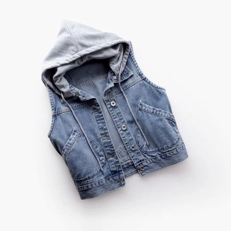 Vivienne | Mouwloos denim vest met capuchon - Casual stijlvolle damesjas