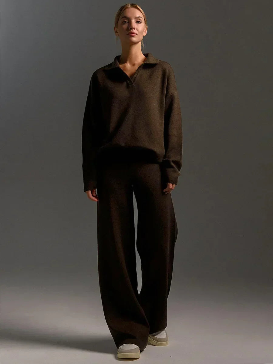 Norelia | 2-delige gebreide loungewearset voor dames, trui en broek, casual comfortabele outfit