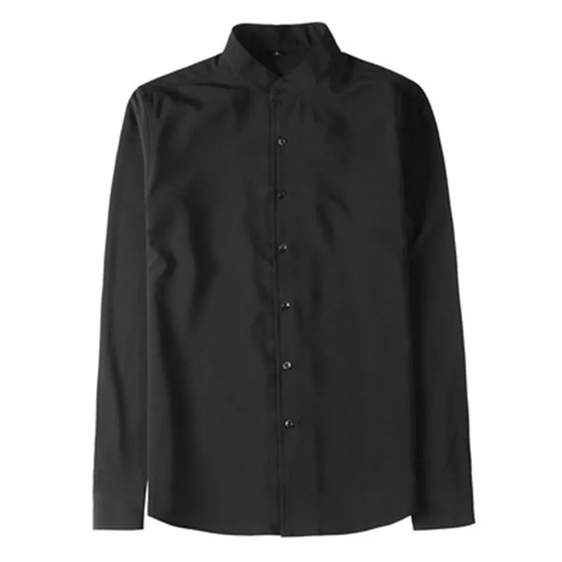 Phileas | Heren overhemd met lange mouwen, opstaande kraag, slim fit, bruiloft- en zakelijk overhemd