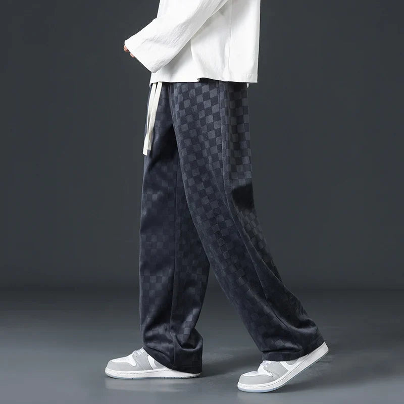 Zdenek | Corduroy joggingbroek voor heren – Ultrazachte relaxte pasvorm, geruit patroon