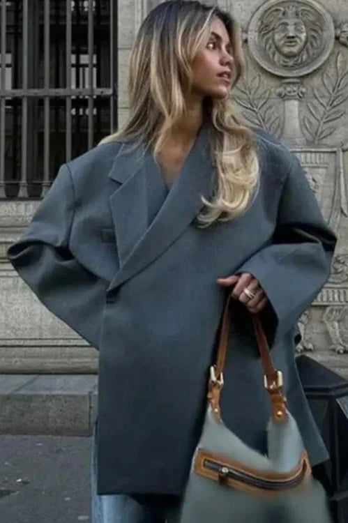 Prescilla | Damesblazer - Relaxed Fit, Lang gesneden, Kap met inkeping, Elegante streetwearstijl