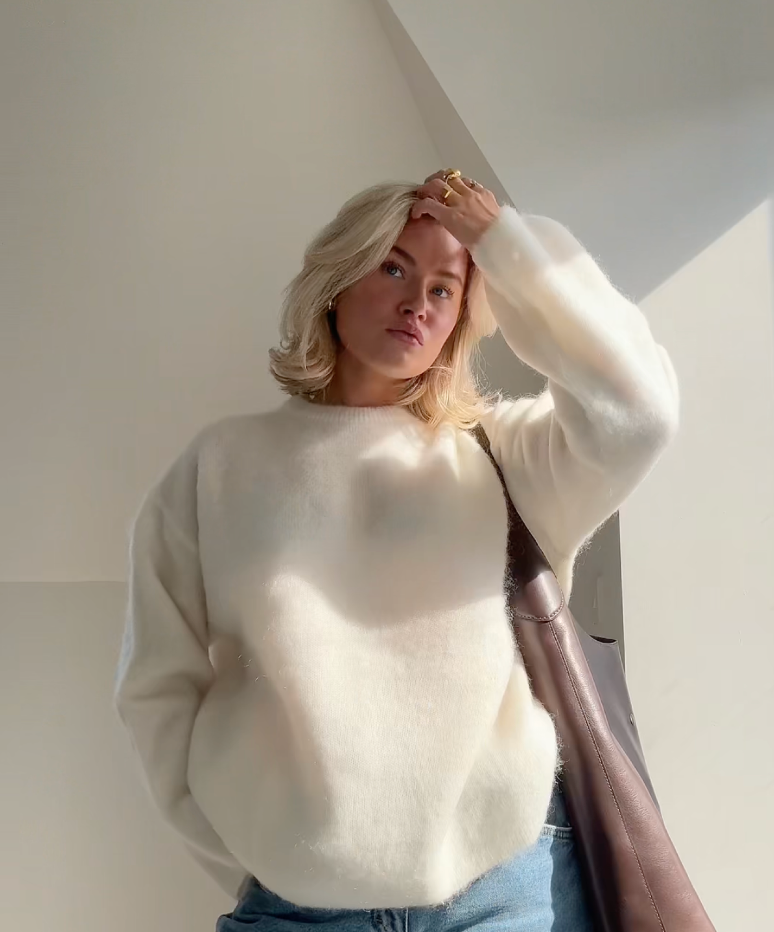 Annemiek | Mohair trui voor dames – zachte gebreide trui met ronde hals, warme elegante top voor de winter