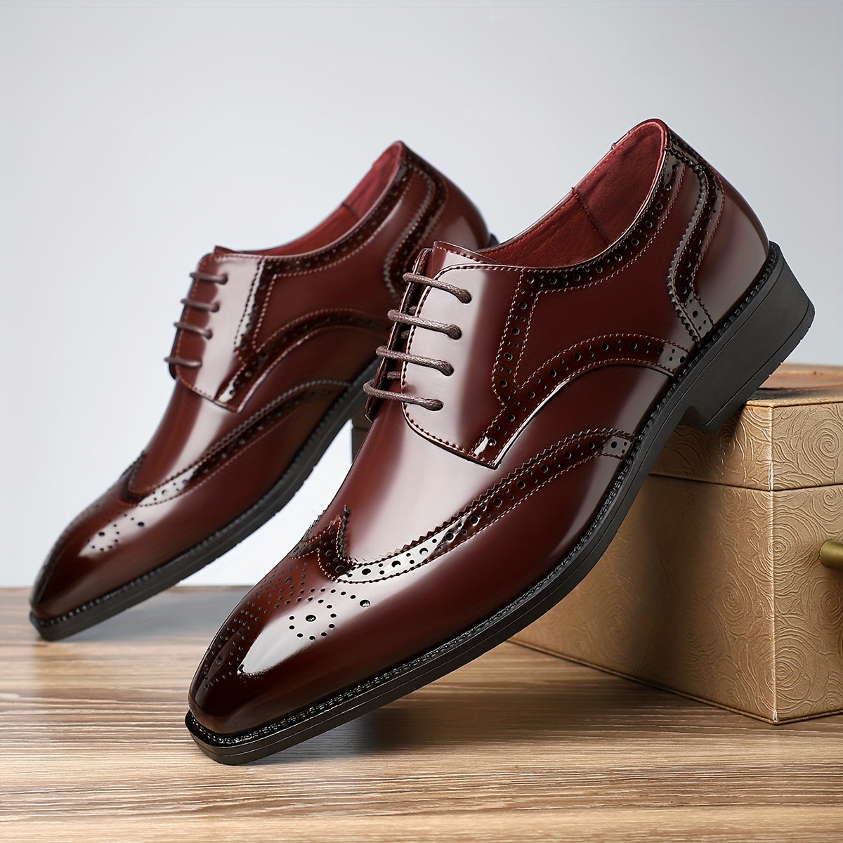 Tonford | Heren vintage tweekleurige oxford geklede schoenen - puntige teen, formele leren brogues