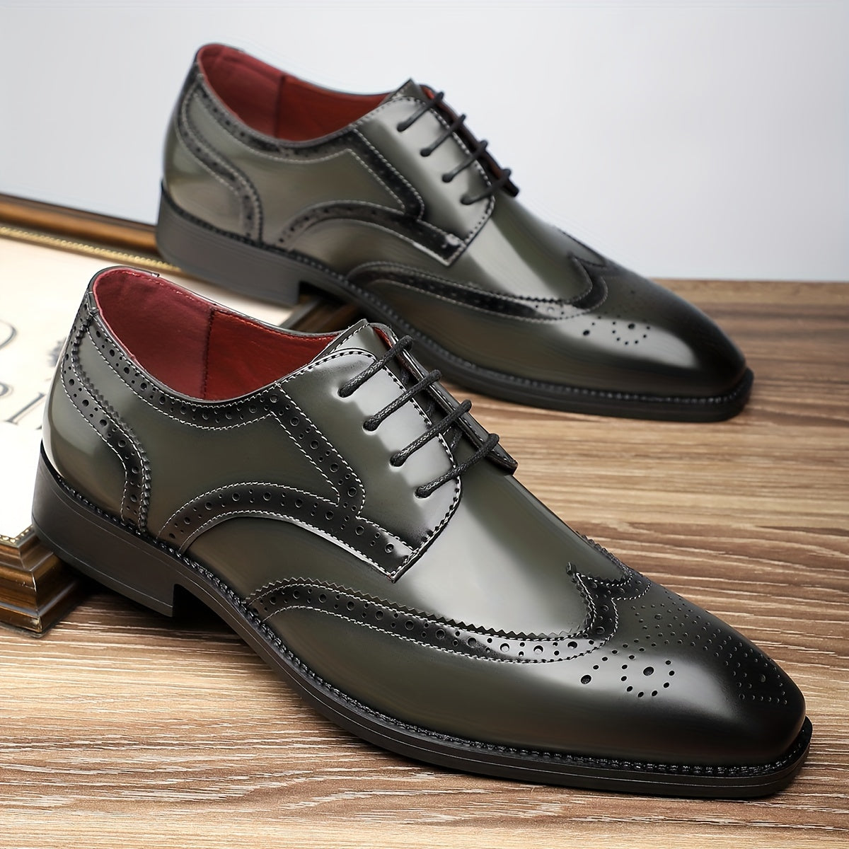 Tonford | Heren vintage tweekleurige oxford geklede schoenen - puntige teen, formele leren brogues
