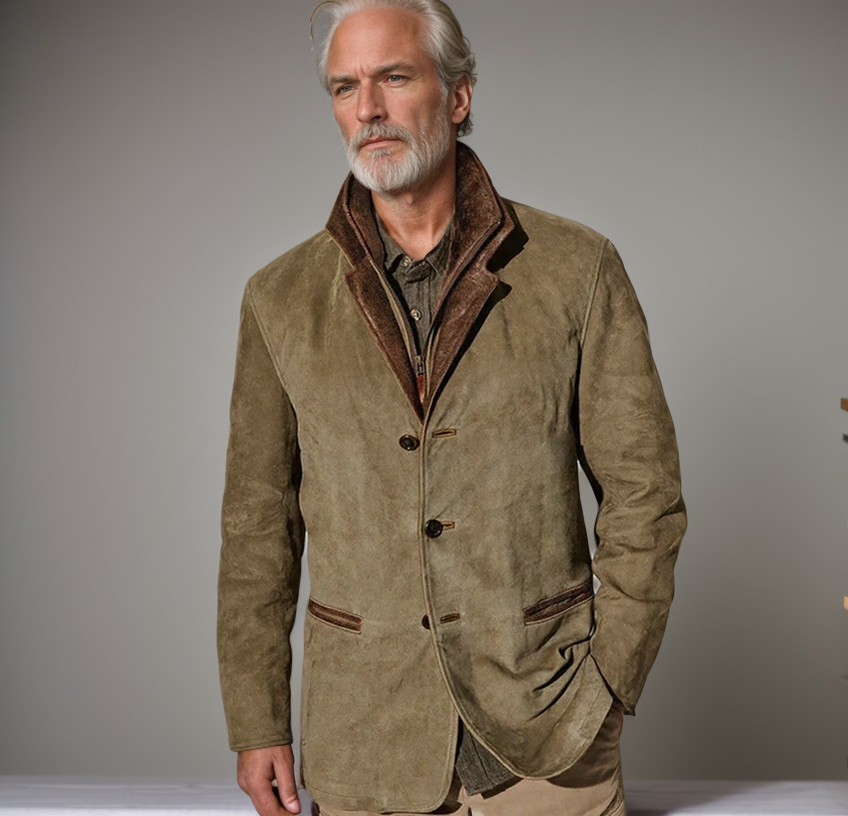 Olai | Vintage jas met leren look – Klassieke getailleerde pasvorm, casual en formele bovenkleding