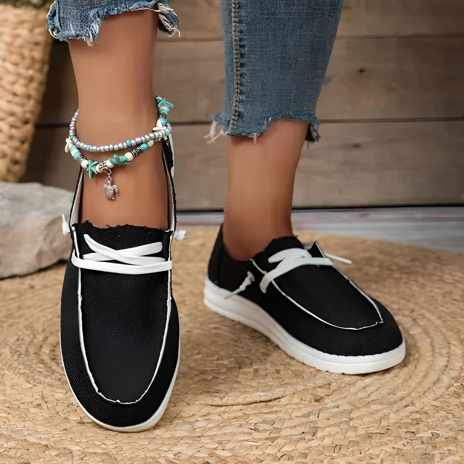 Zolca | Canvas Slip-On Loafers voor dames - Casual wandelende flats, Ademend Comfort Schoenen