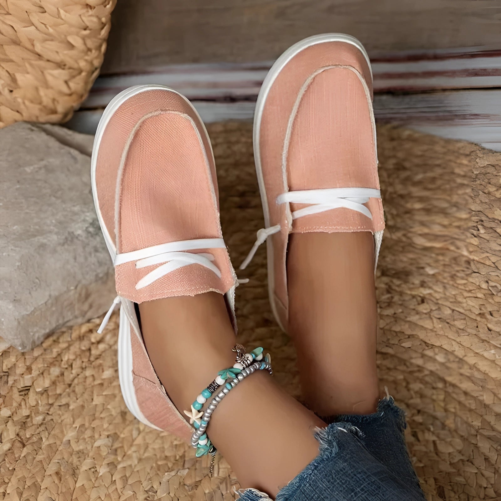 Zolca | Canvas Slip-On Loafers voor dames - Casual wandelende flats, Ademend Comfort Schoenen