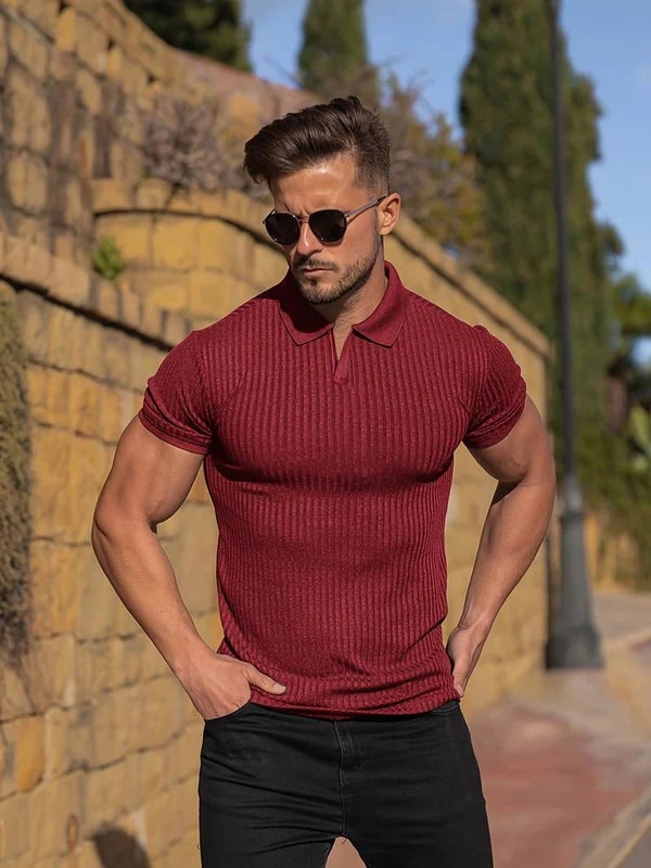 Gellert | Heren Gebreid Geribd Poloshirt - Klassiek Pasvorm, Casual & Semi-Formeel