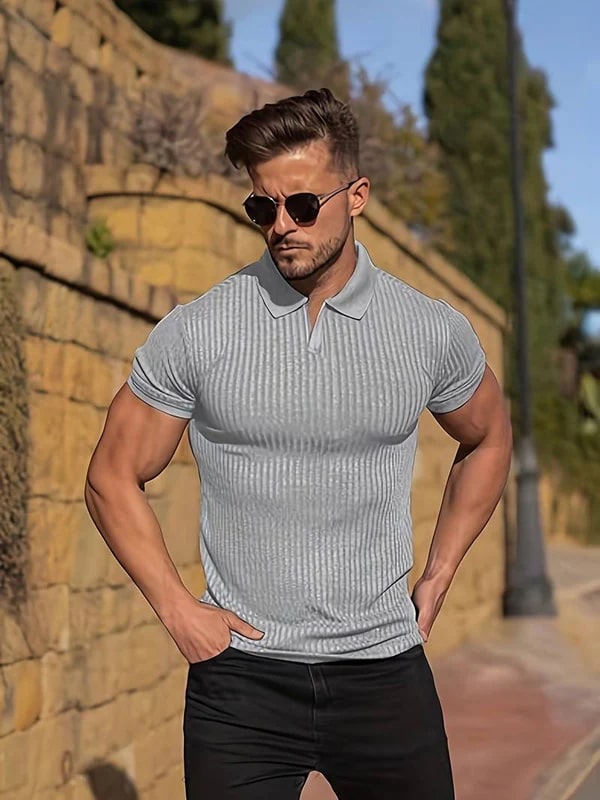 Gellert | Heren Gebreid Geribd Poloshirt - Klassiek Pasvorm, Casual & Semi-Formeel