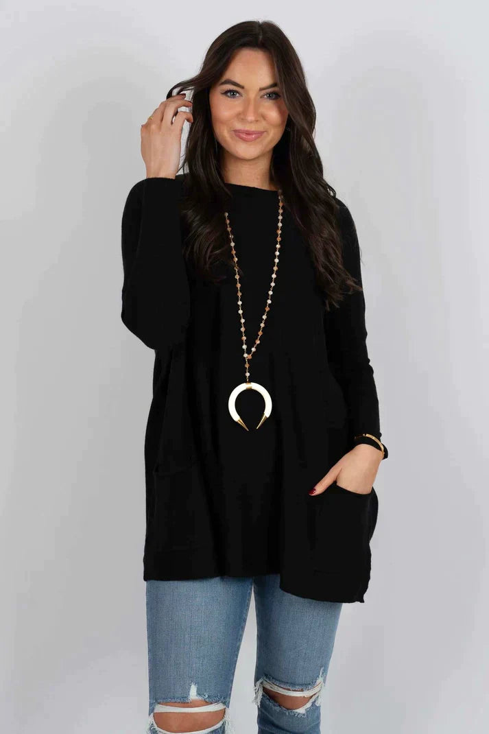 Valda | Soft Touch lange trui voor dames – Oversized, comfortabele gebreide, casual wintertrui