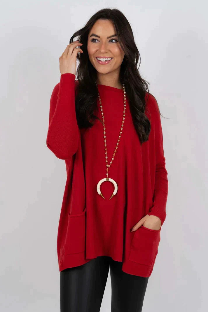 Valda | Soft Touch lange trui voor dames – Oversized, comfortabele gebreide, casual wintertrui