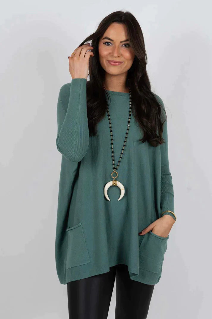Valda | Soft Touch lange trui voor dames – Oversized, comfortabele gebreide, casual wintertrui