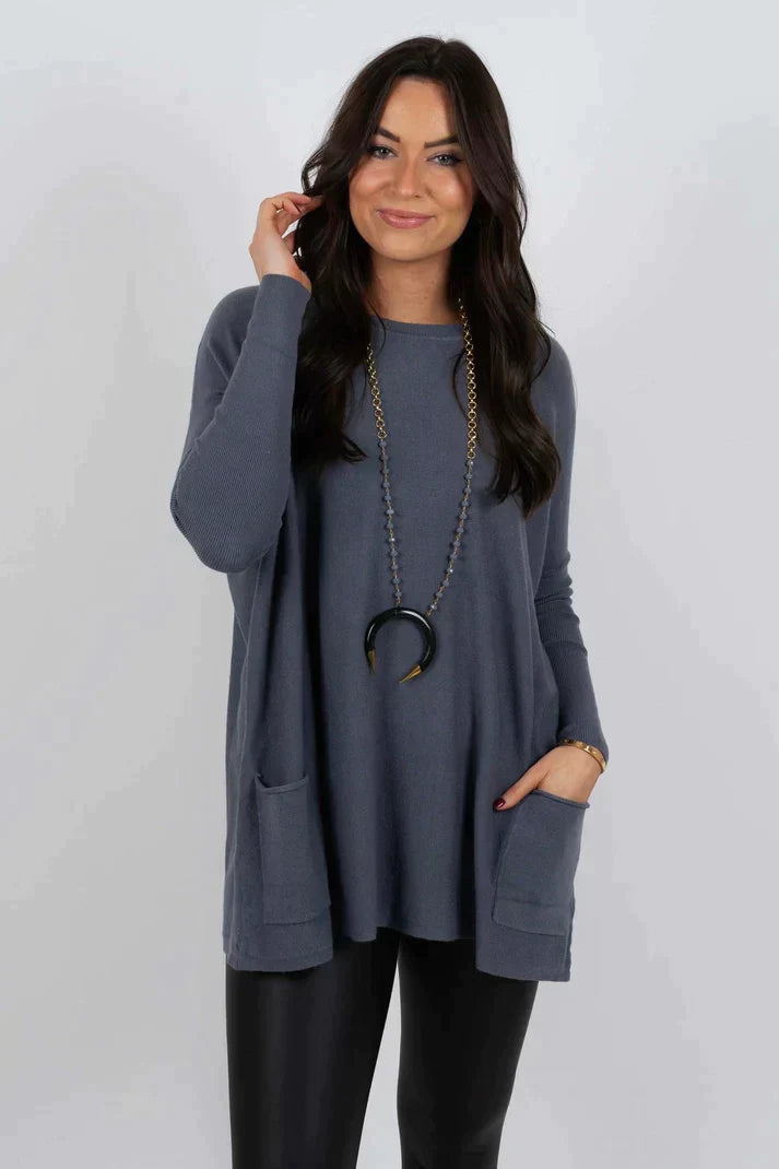 Valda | Soft Touch lange trui voor dames – Oversized, comfortabele gebreide, casual wintertrui