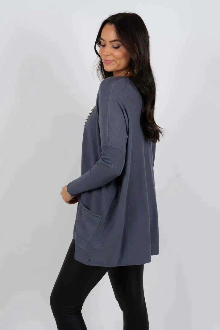 Valda | Soft Touch lange trui voor dames – Oversized, comfortabele gebreide, casual wintertrui
