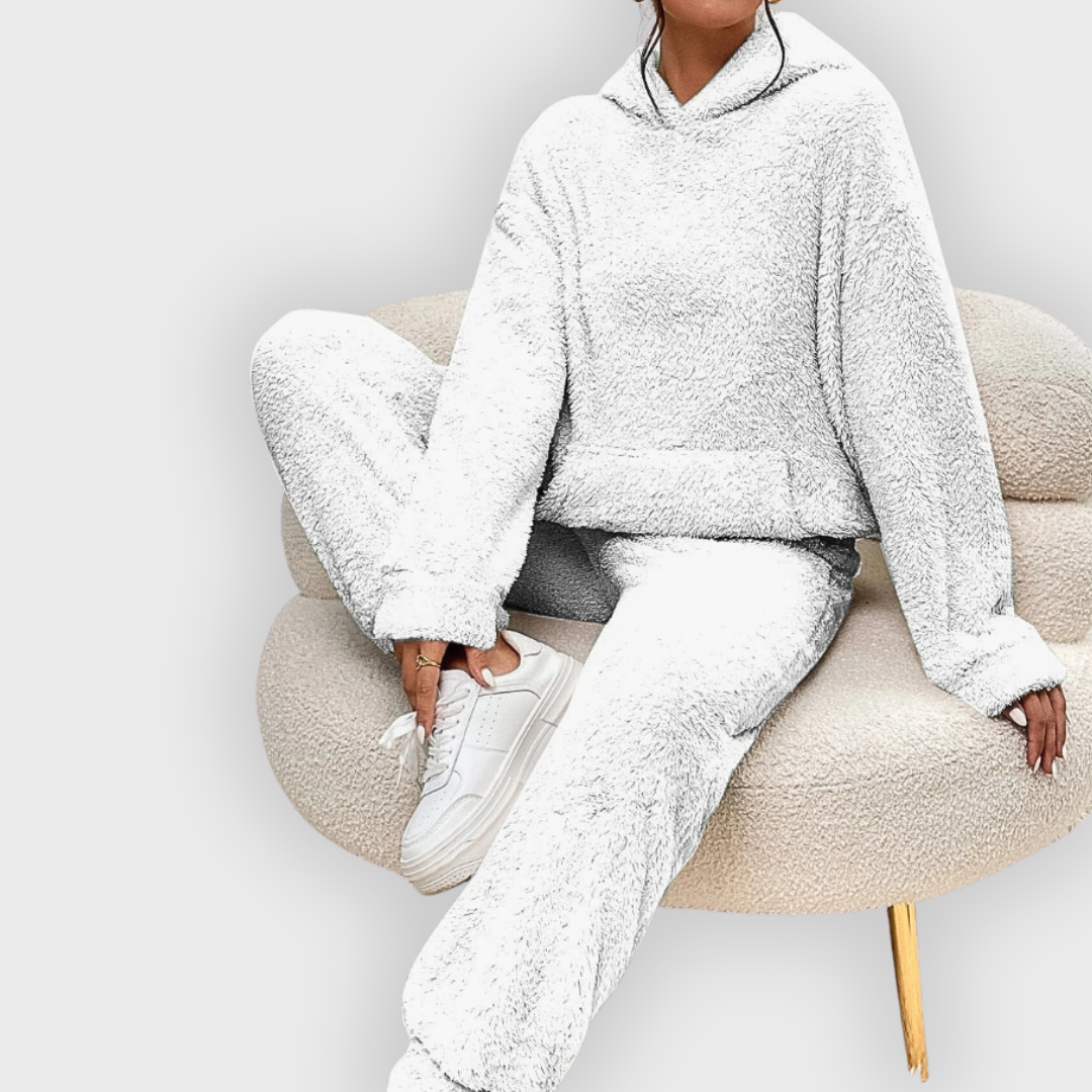 Corenne | Teddy loungewear set voor dames, ultrazachte hoodie en broek, comfortabele loungewear