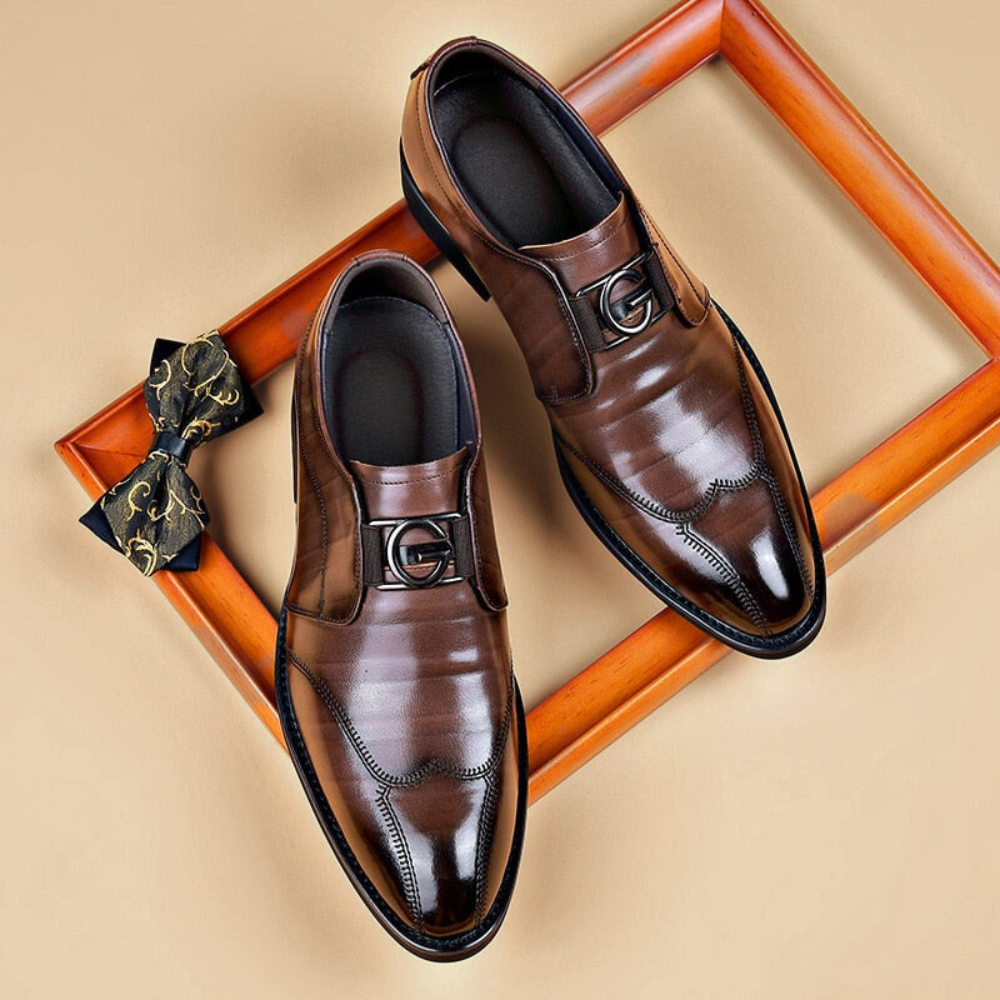 Fenric | Heren Slip-On Leren Oxford Schoenen - Elegante Formele Dress Loafers