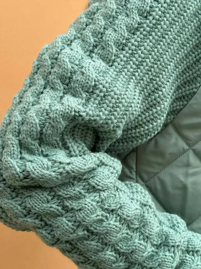 Myrivelle | Dames pufferjas – Gebreide lange mouwen, opstaande kraag, lichtgewicht warme winterjas