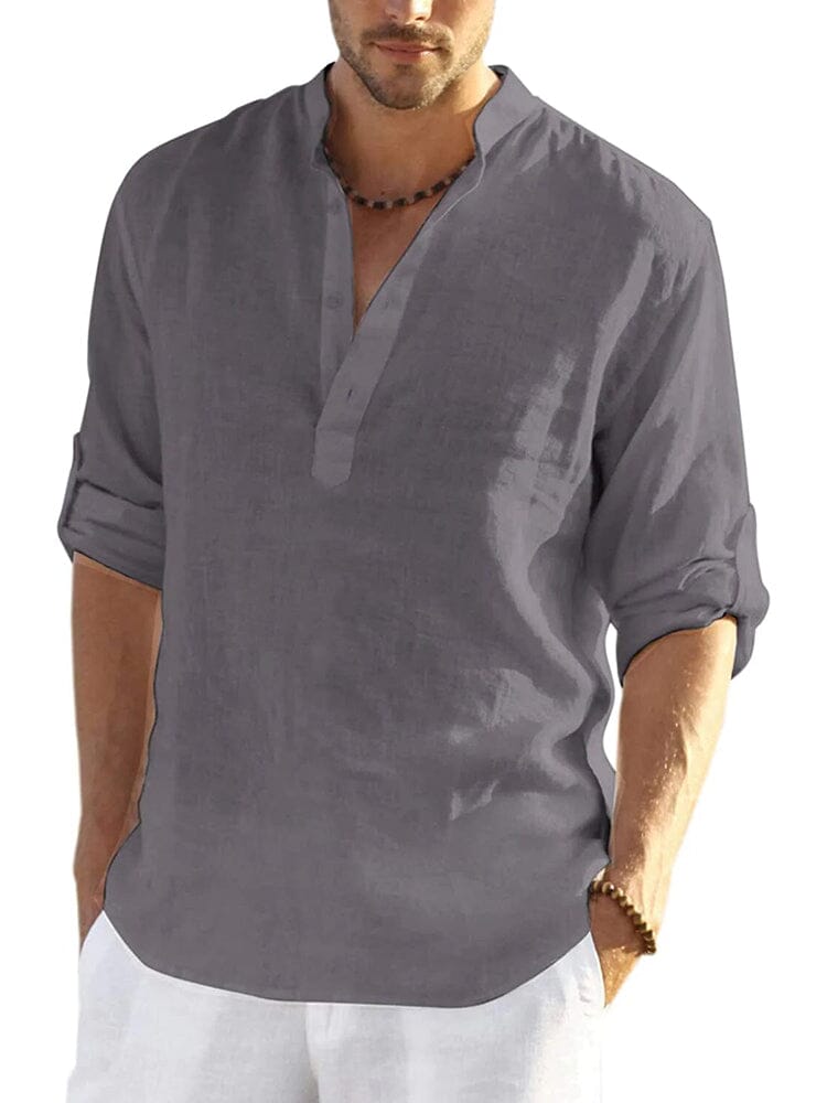 Bence | Herenhemd van katoen linnen - ademend T-shirt met lange mouwen voor op het strand