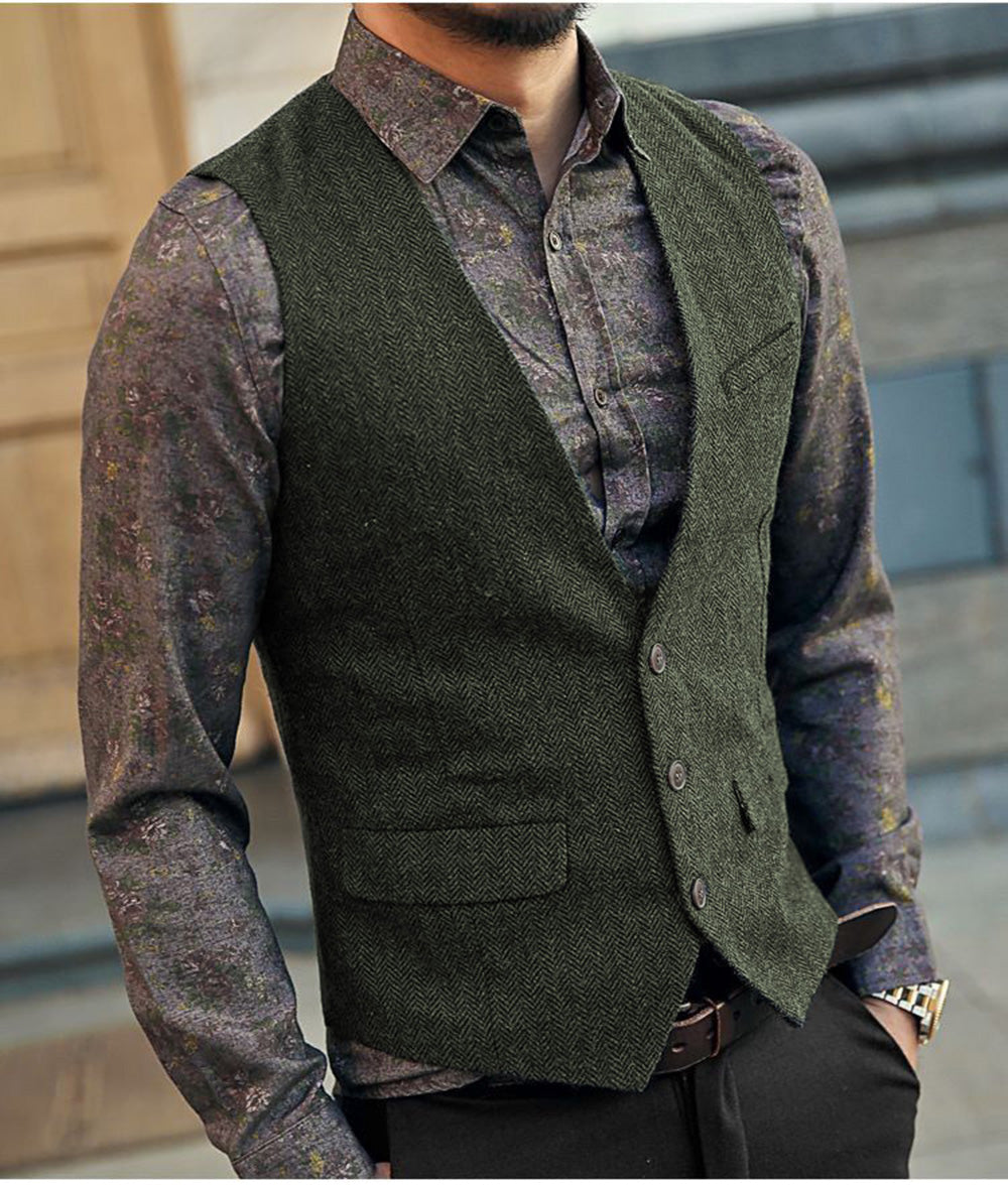 Flavian | Herenvest in visgraatmotief - Mouwloos Getailleerd Vest, Klassiek Formalwear, Zakelijke & Casual Stijl