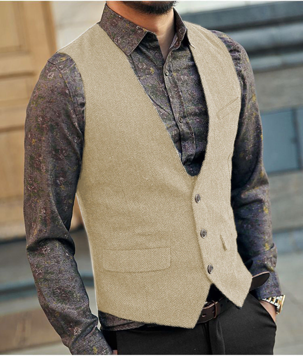 Flavian | Herenvest in visgraatmotief - Mouwloos Getailleerd Vest, Klassiek Formalwear, Zakelijke & Casual Stijl