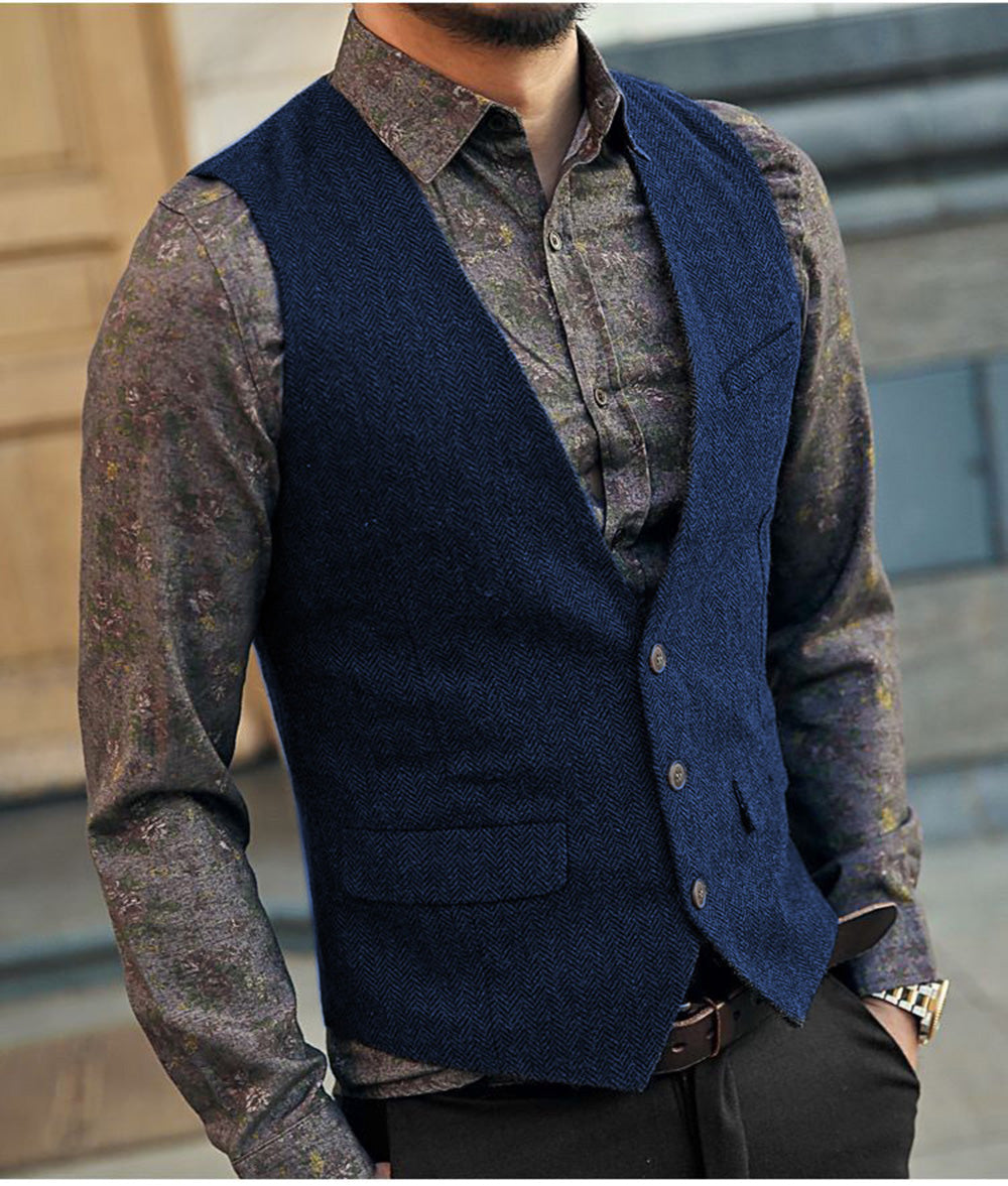 Flavian | Herenvest in visgraatmotief - Mouwloos Getailleerd Vest, Klassiek Formalwear, Zakelijke & Casual Stijl
