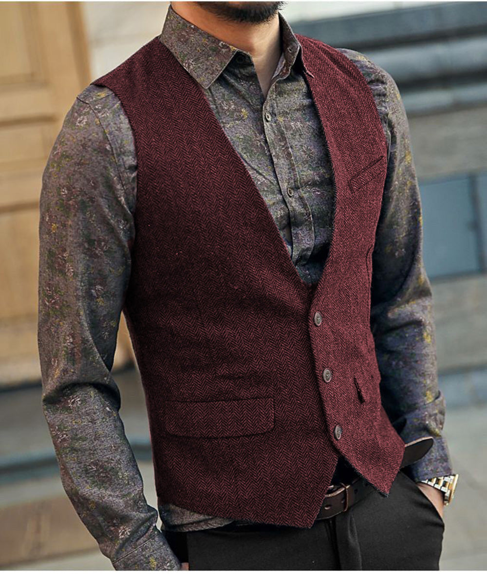 Flavian | Herenvest in visgraatmotief - Mouwloos Getailleerd Vest, Klassiek Formalwear, Zakelijke & Casual Stijl