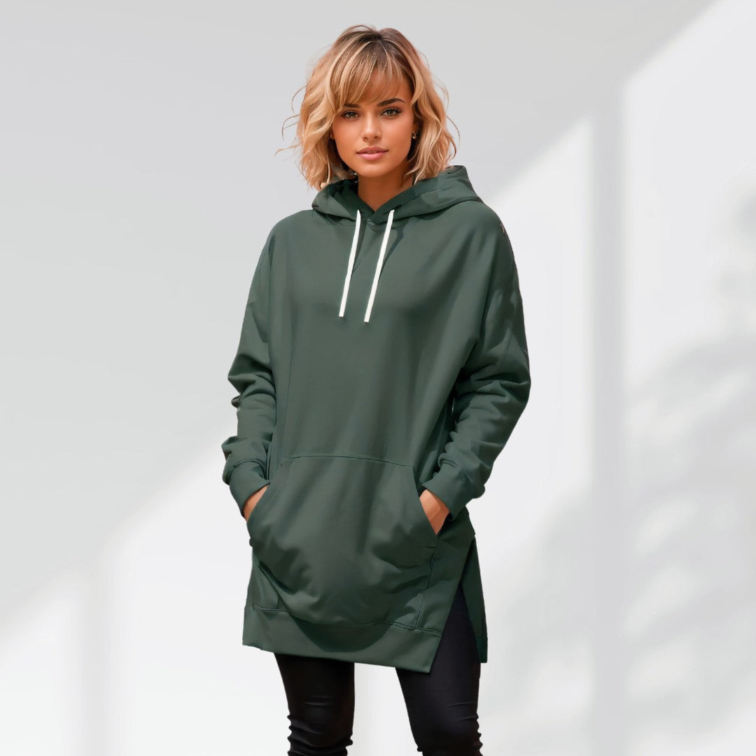 Hilaria | Oversized hoodiejurk voor dames – zachte premium stof, relaxte pasvorm met zakken