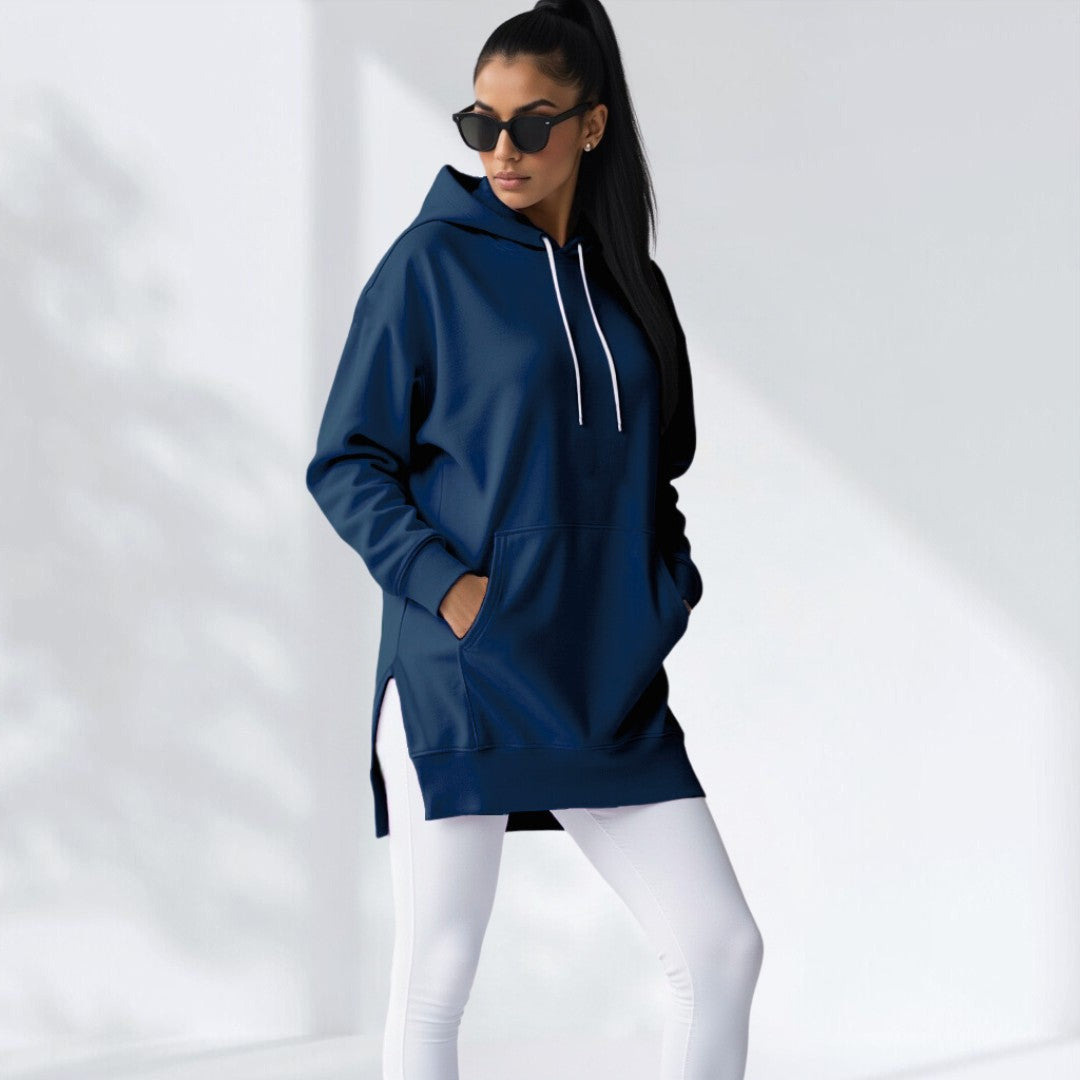 Hilaria | Oversized hoodiejurk voor dames – zachte premium stof, relaxte pasvorm met zakken