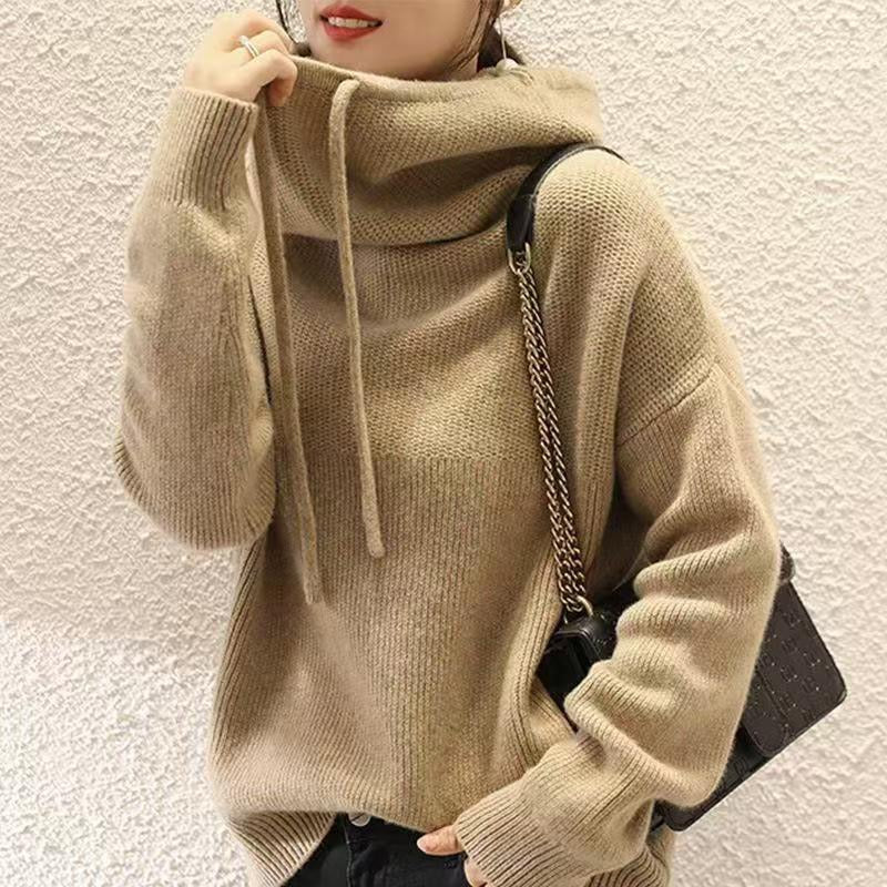 Rysella | Comfortabele gebreide hoodie voor dames, casual trui, zacht warm breisel, voor dagelijks gebruik