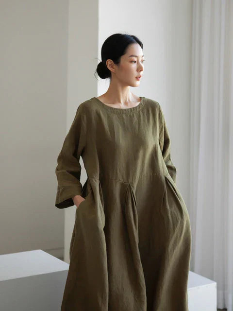 Lepa | Oversized Maxi-jurk - 3/4 mouwen, losse pasvorm, ademende casual jurk