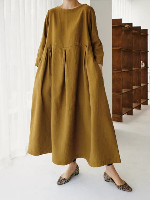 Lepa | Oversized Maxi-jurk - 3/4 mouwen, losse pasvorm, ademende casual jurk