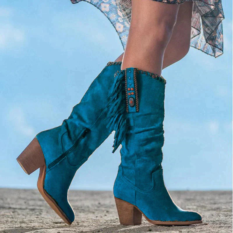 Westlyn | Western Cowboylaarzen voor dames - Puntige teen, geborduurd, halfhoog, blokhak
