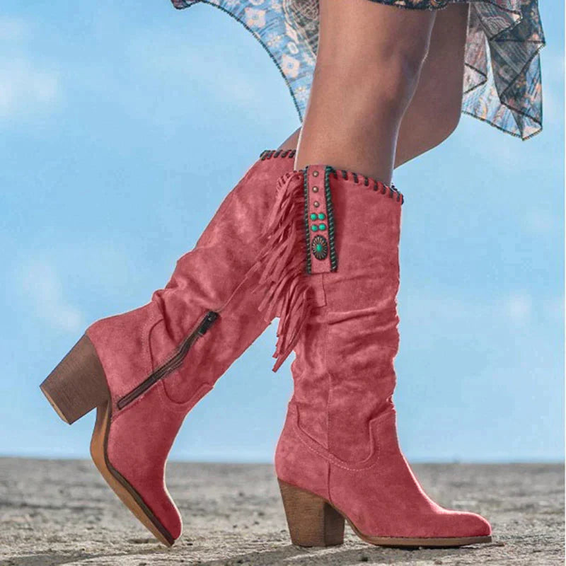 Westlyn | Western Cowboylaarzen voor dames - Puntige teen, geborduurd, halfhoog, blokhak
