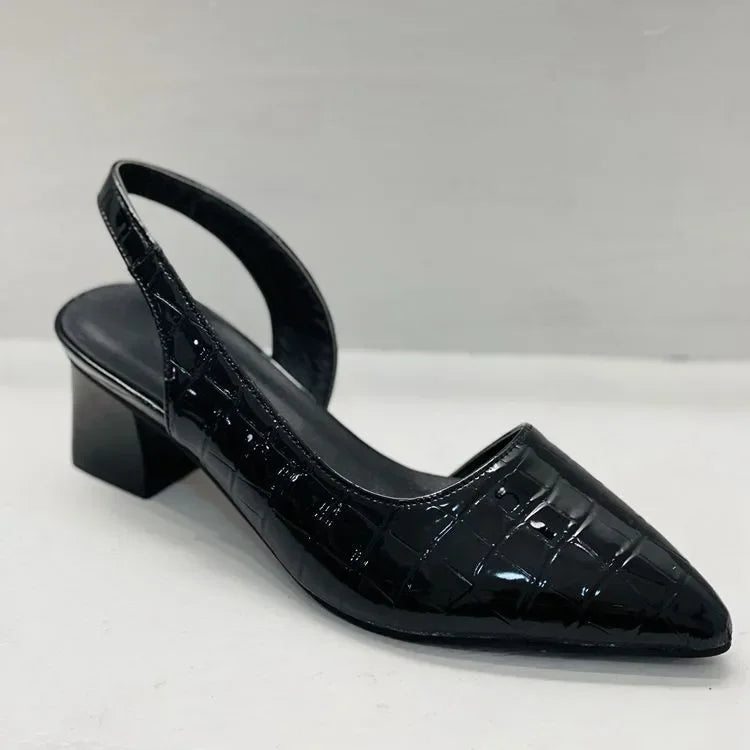 CrocElle | Dames slingback pumps - blokhak, spitse teen