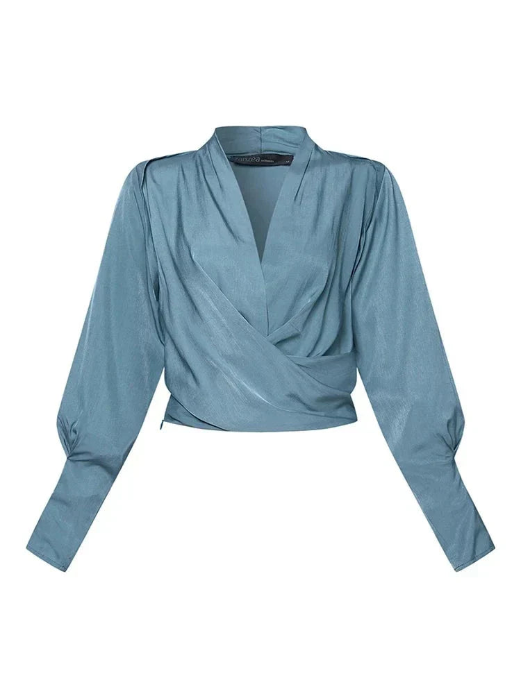 Venus | Stijlvolle V-hals Blouse met Lange Mouwen - Elegante Casual Top voor Kantoor & Dagelijks Dragen
