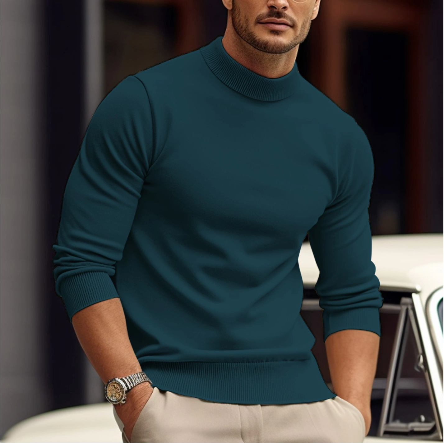 Sevros | Heren Slim Fit Trui – Zachte Ronde Hals Sweater, Casual, Comfortabel, Klassiek & Modern