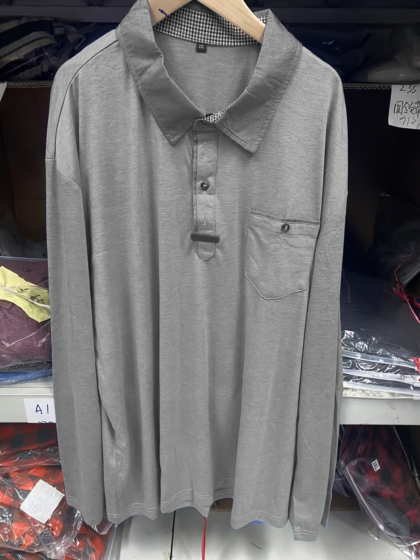 Paulo | Herenpolo met lange mouwen – Casual Henley met kleurblok kraag en borstzak