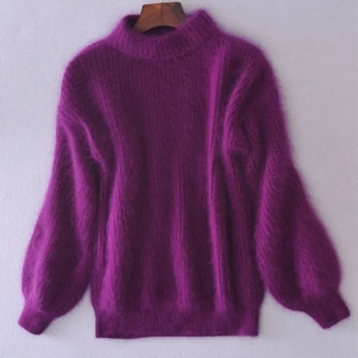 Thariel | Gezellige vintage angora trui voor dames – harig, zacht, elegant breisel