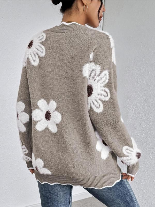 Frisia | Elegante bloemenpullover voor dames met geschulpte rand – Casual & chique tops