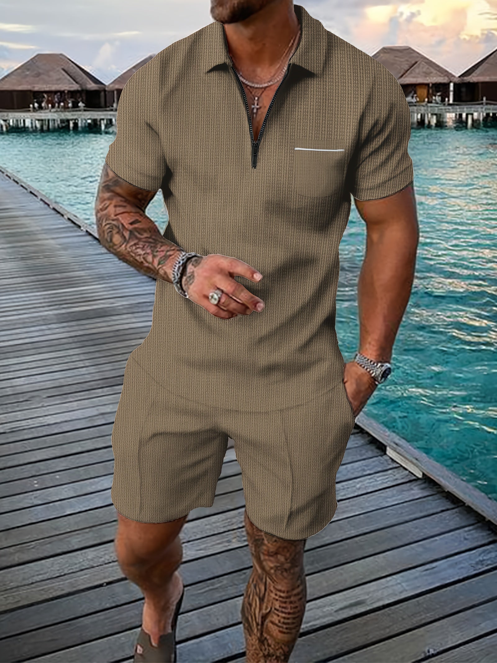 Fallon | Herenset 2-delig zomerpolo - Casual lichtgewicht outfit