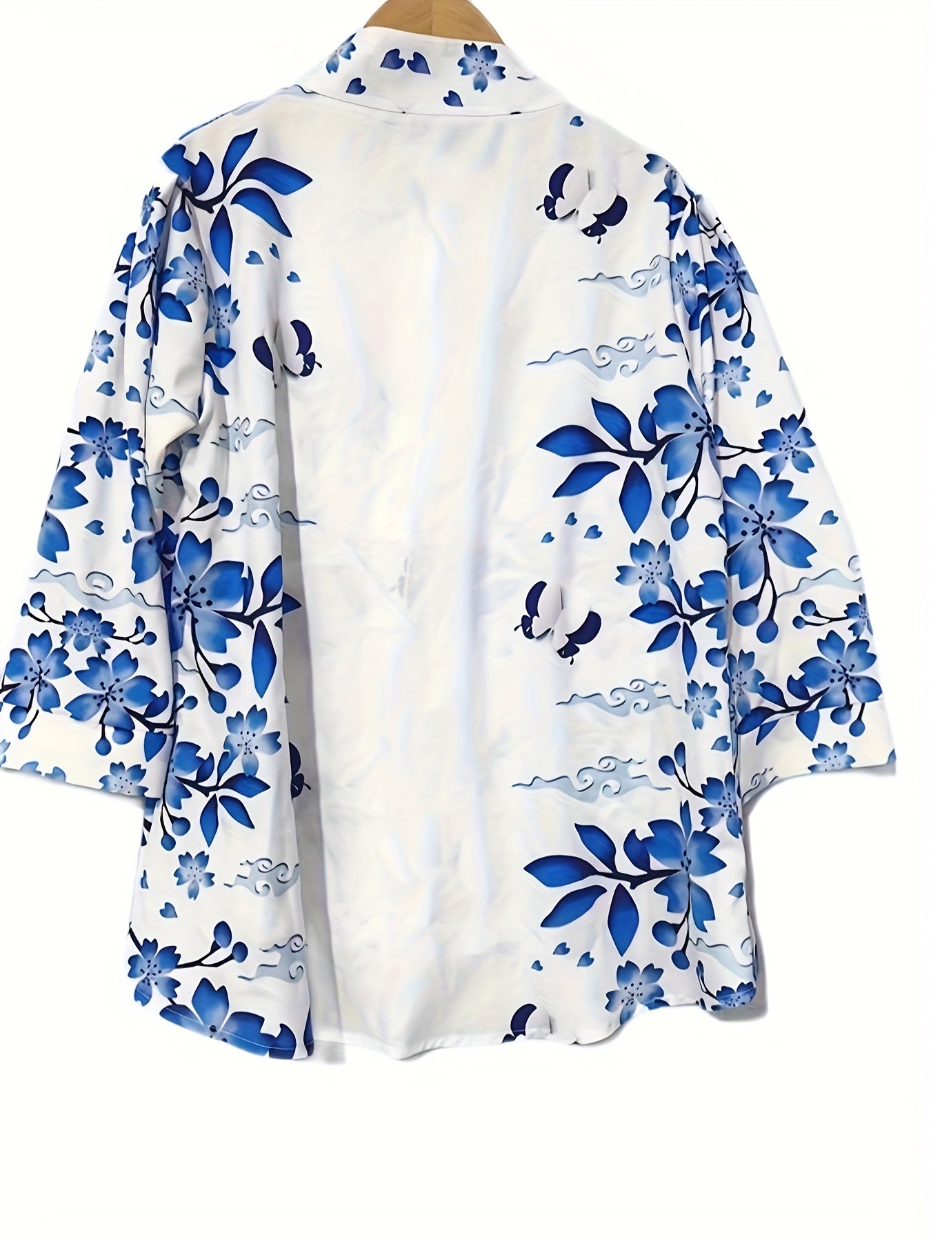 Mechtild | Damesbloemenblouse met gebloemde hals - Casual 3/4 mouwen elegante top
