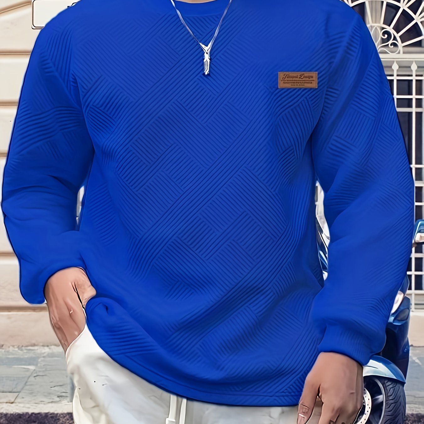 Eirikur | Zwaar geometrisch sweatshirt met ronde hals – Casual pullover, comfortabel in de herfst en winter