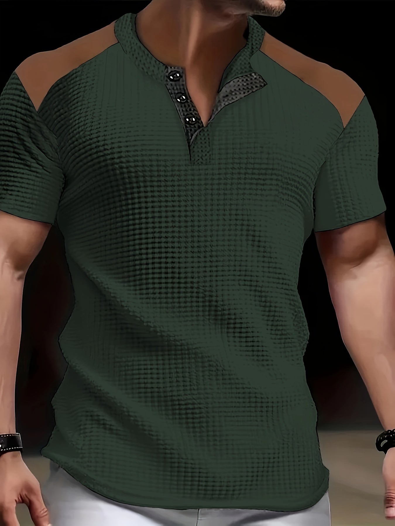 River | Herenhemd met wafelstructuur - Casual shirt met korte mouwen en twee kleuren
