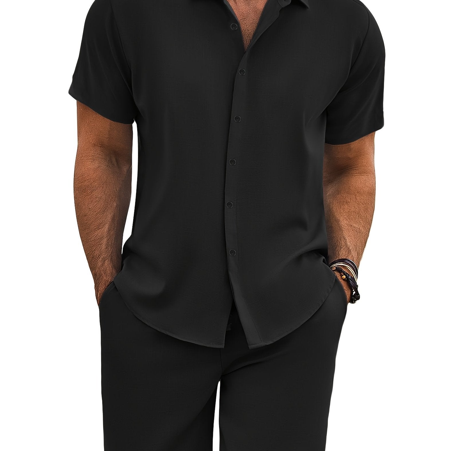 Julian | Heren 2-delige zomerse strandset - katoen-linnenmix, casual outfit