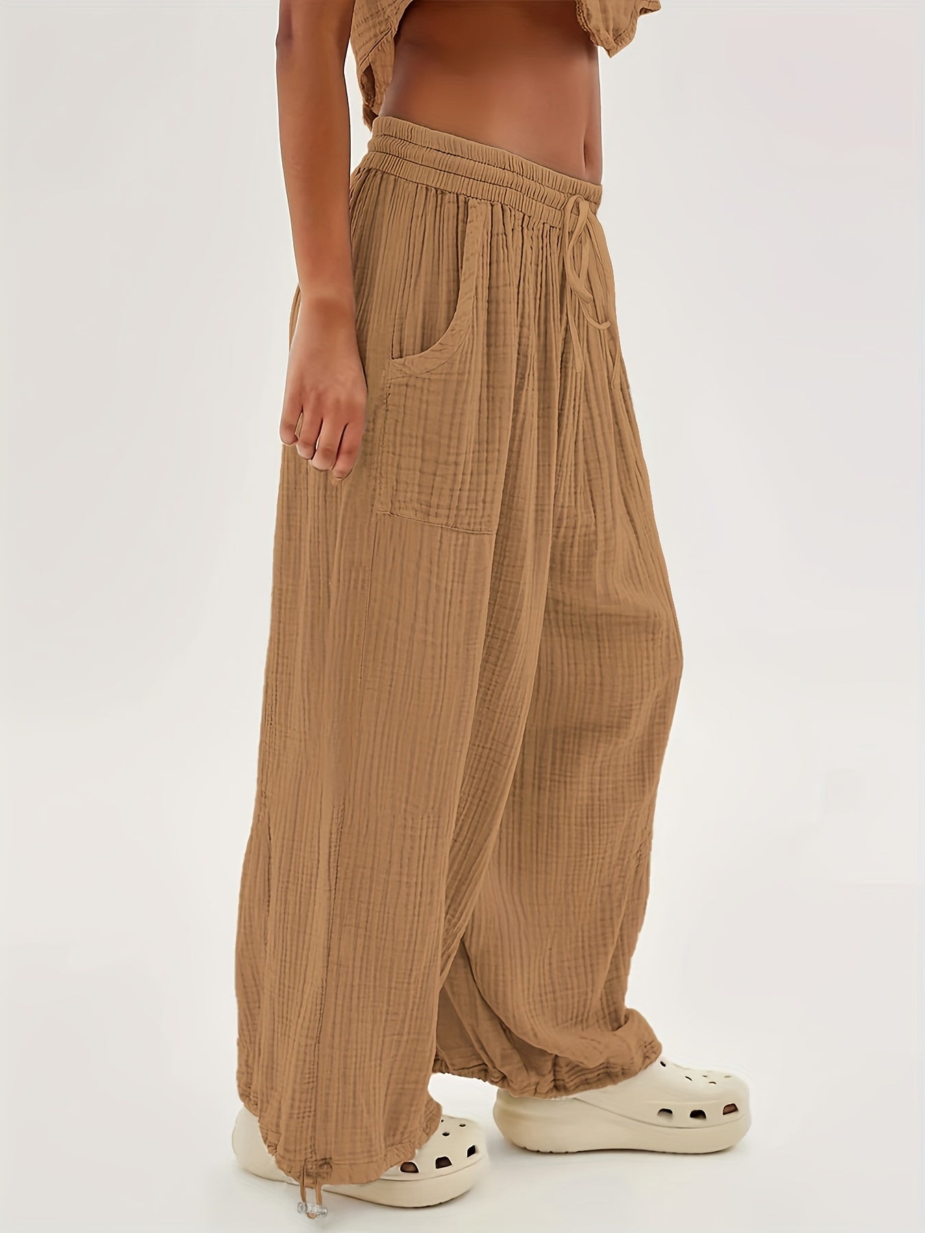 Sabrinka | Casual broek met wijde pijpen voor dames - taille met koord, losse pasvorm