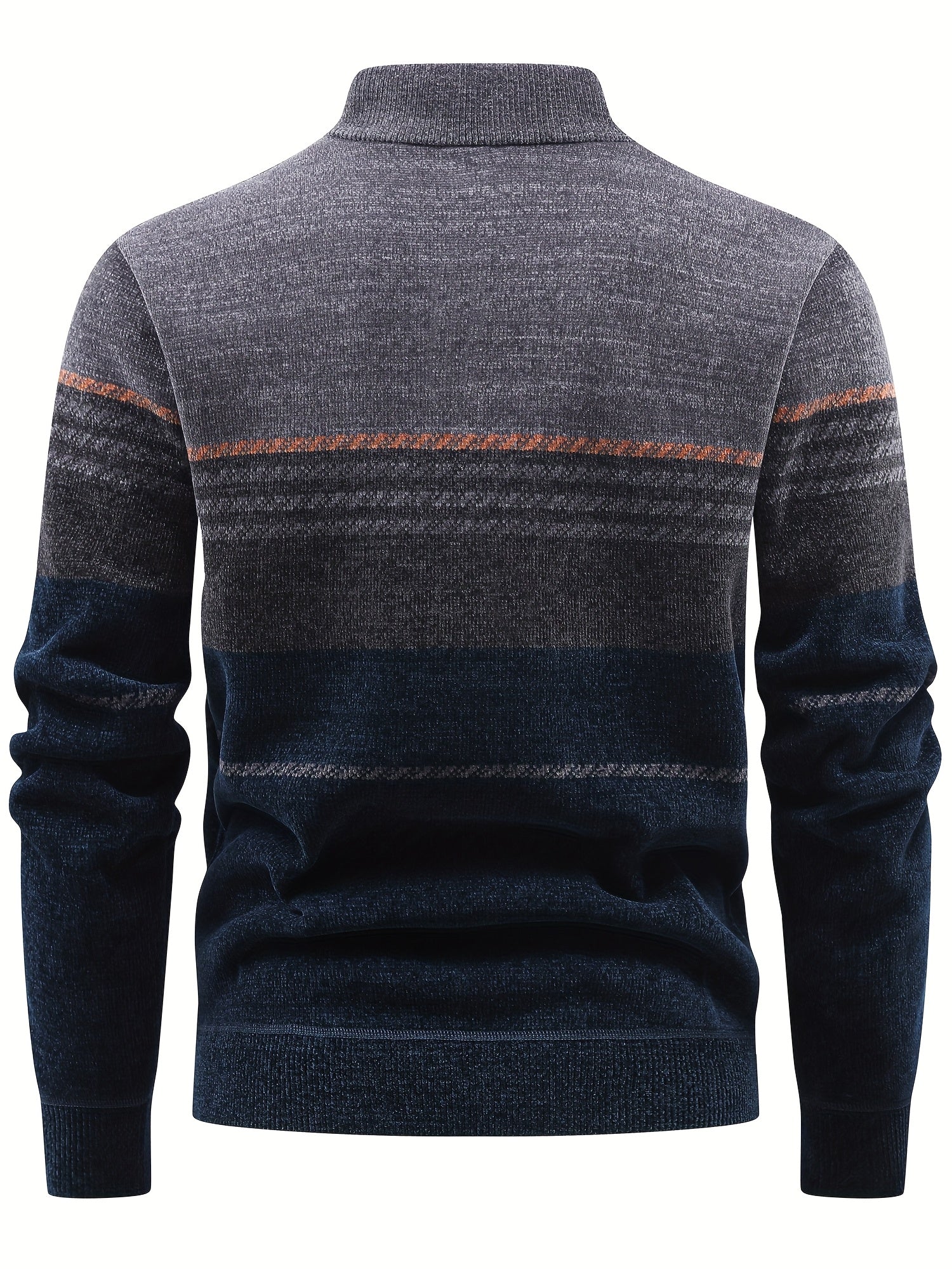 Valter | Heren sweater met fleecevoering en ritssluiting – Warme pullover met kleurblokken en strepen