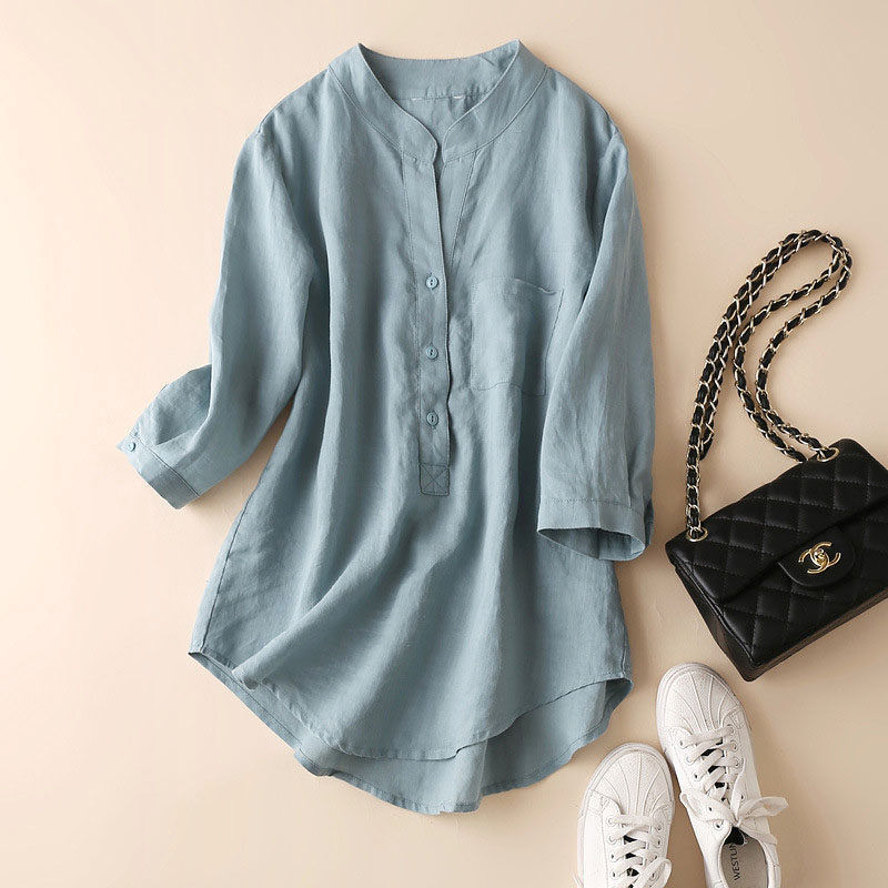 Faerinne | Dames Blouse van Katoen Linnen - Lichtgewicht & Comfortabele Casual Top