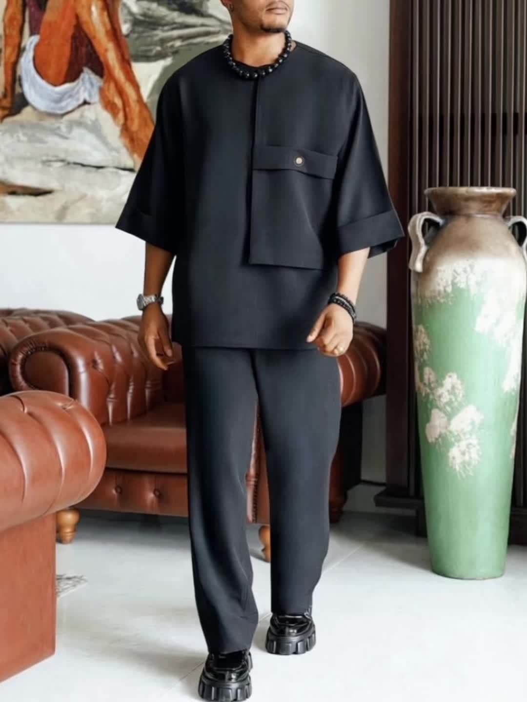 Ternik | Traditionele Dashiki Set - Korte Mouw Shirt & Lange Broek Outfit voor Bruiloft of Dagelijks Dragen