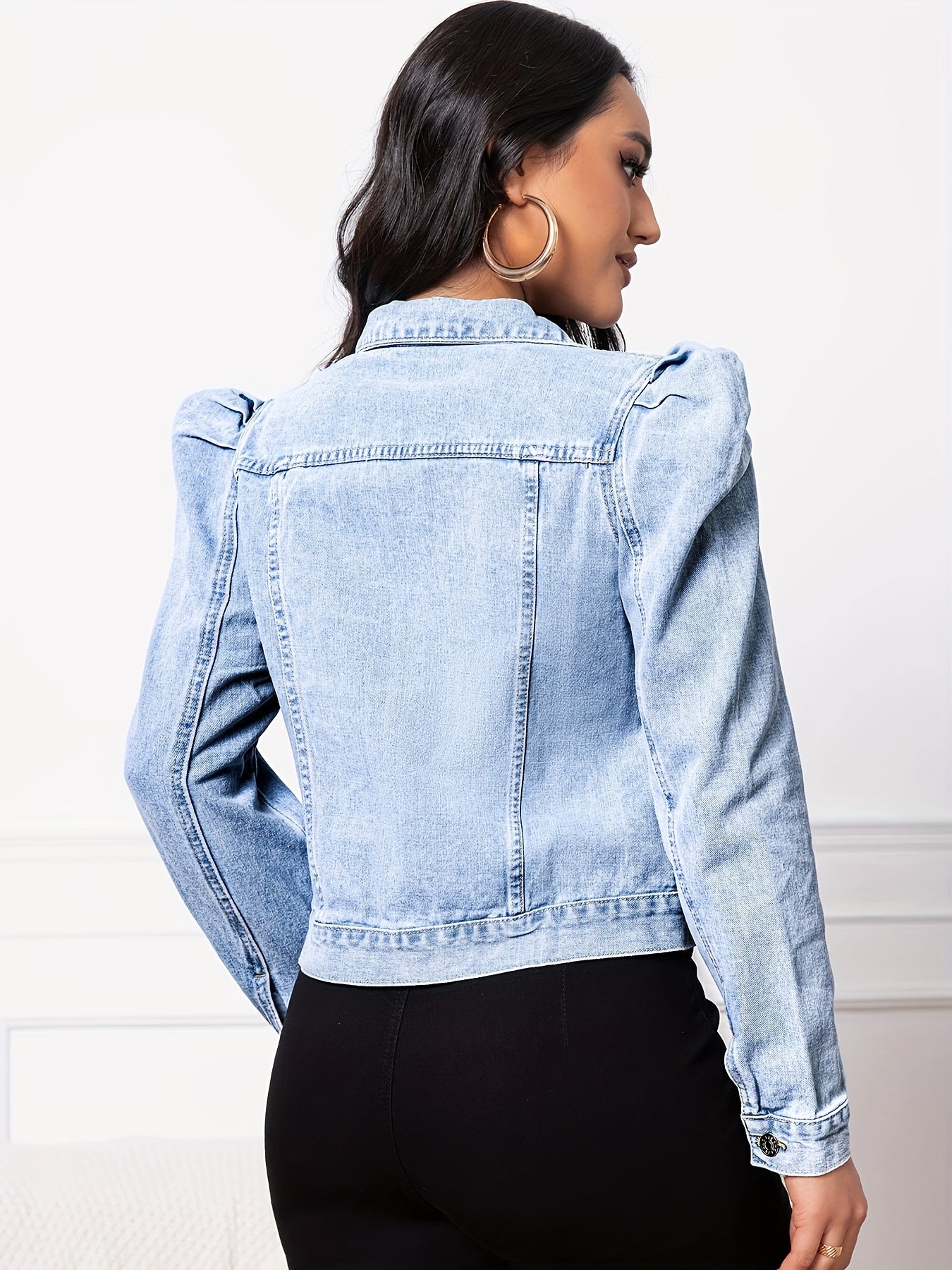Floriane | Elegante denim damesjas - pofmouw, casual en chique bovenkleding